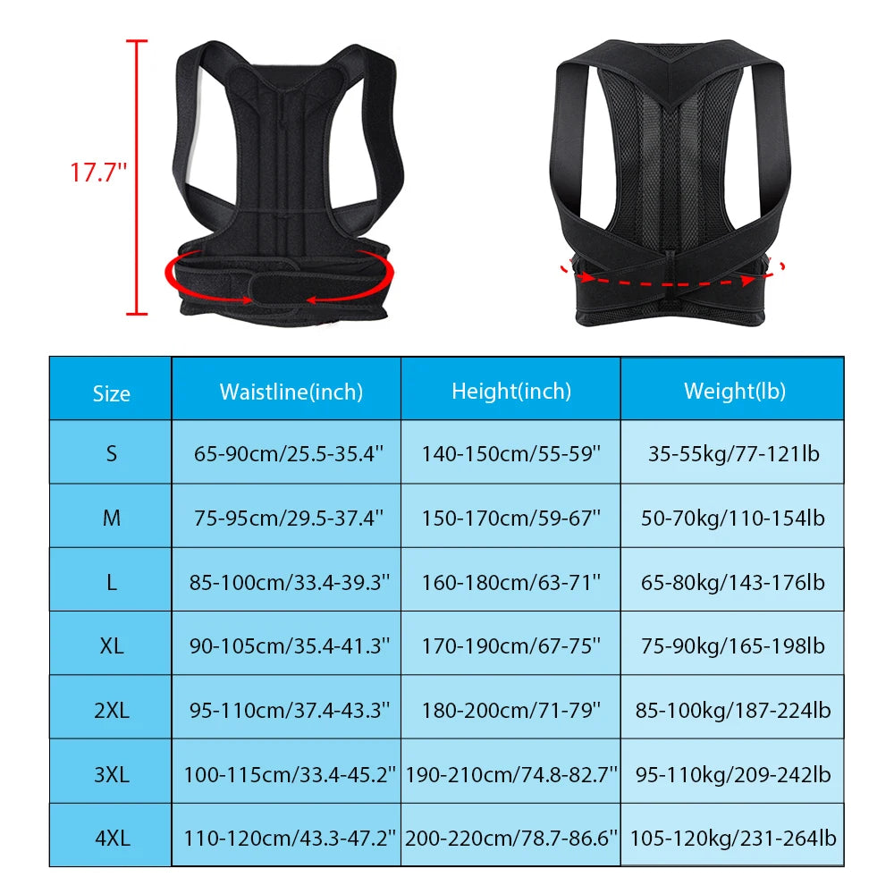 Back Brace Posture Corrector Belt for Women & Men Back Lumbar Support, Adjustable Shoulder Posture Support for Improve Scoliosis