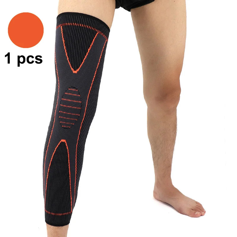 1 Pcs Sport Full Leg Compression Sleeves Knee Braces Support Protector for Football Weightlifting Joint Pain Relief Muscle Tear