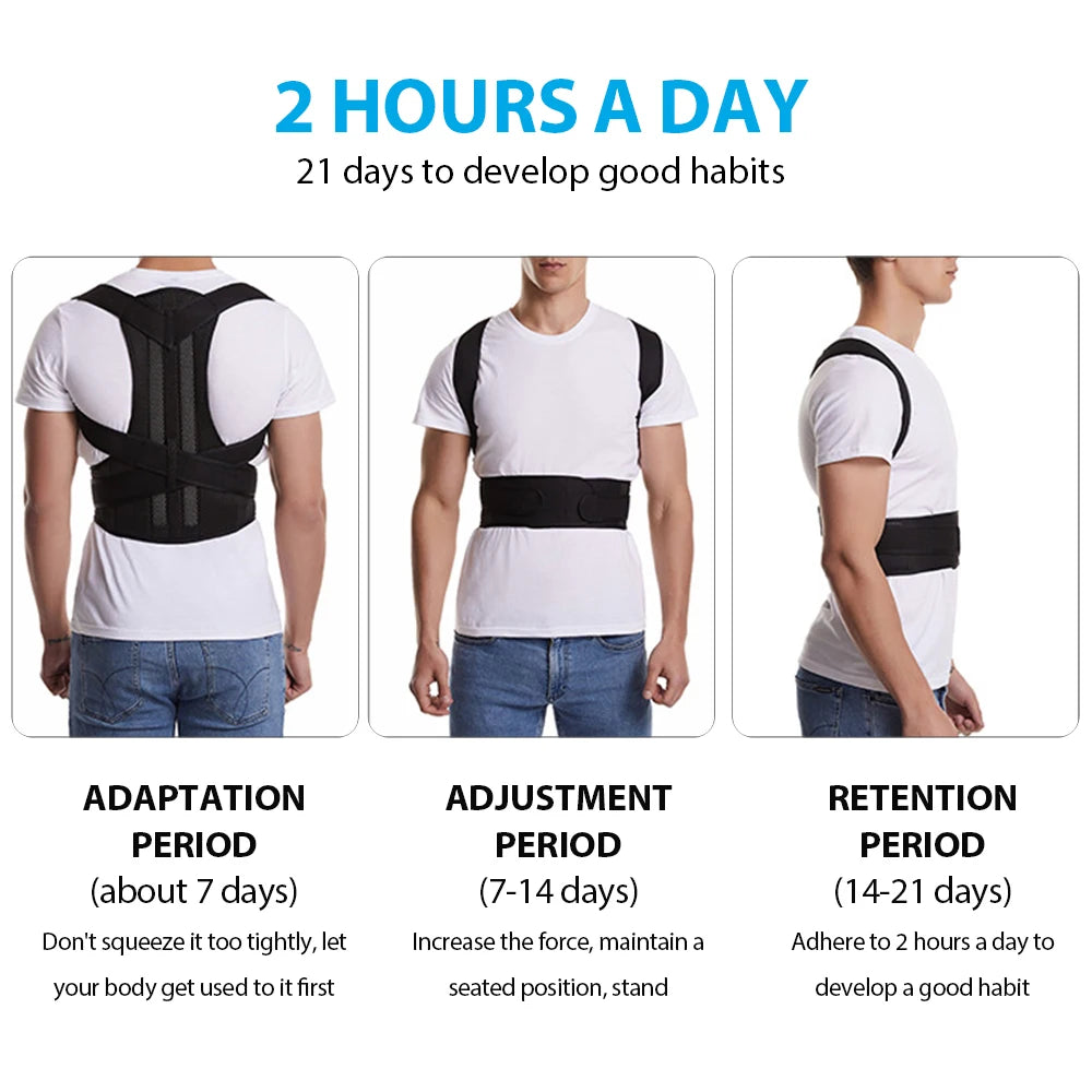 Back Brace Posture Corrector Belt for Women & Men Back Lumbar Support, Adjustable Shoulder Posture Support for Improve Scoliosis