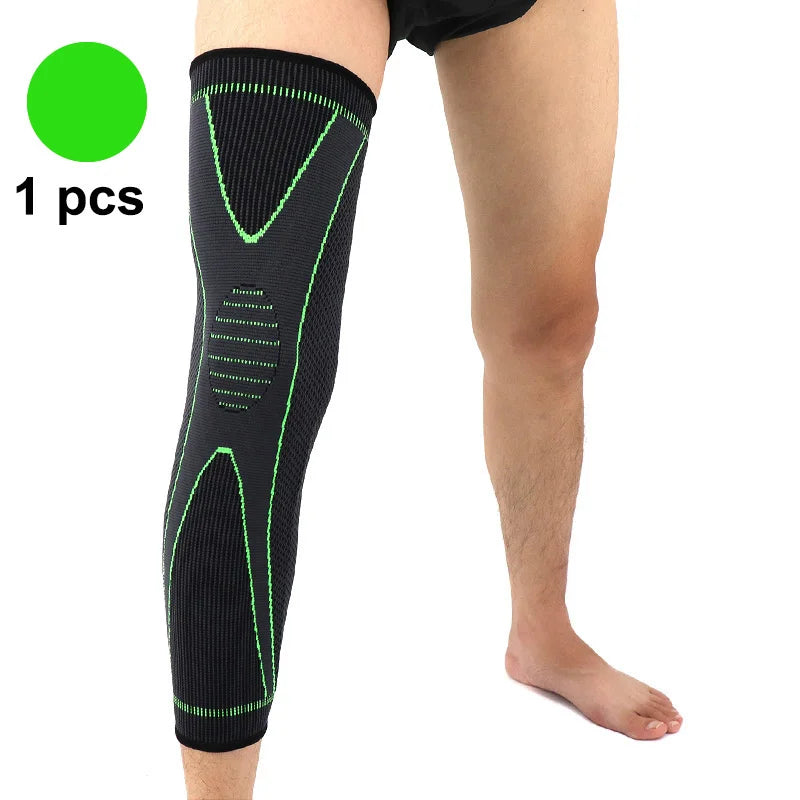 1 Pcs Sport Full Leg Compression Sleeves Knee Braces Support Protector for Football Weightlifting Joint Pain Relief Muscle Tear